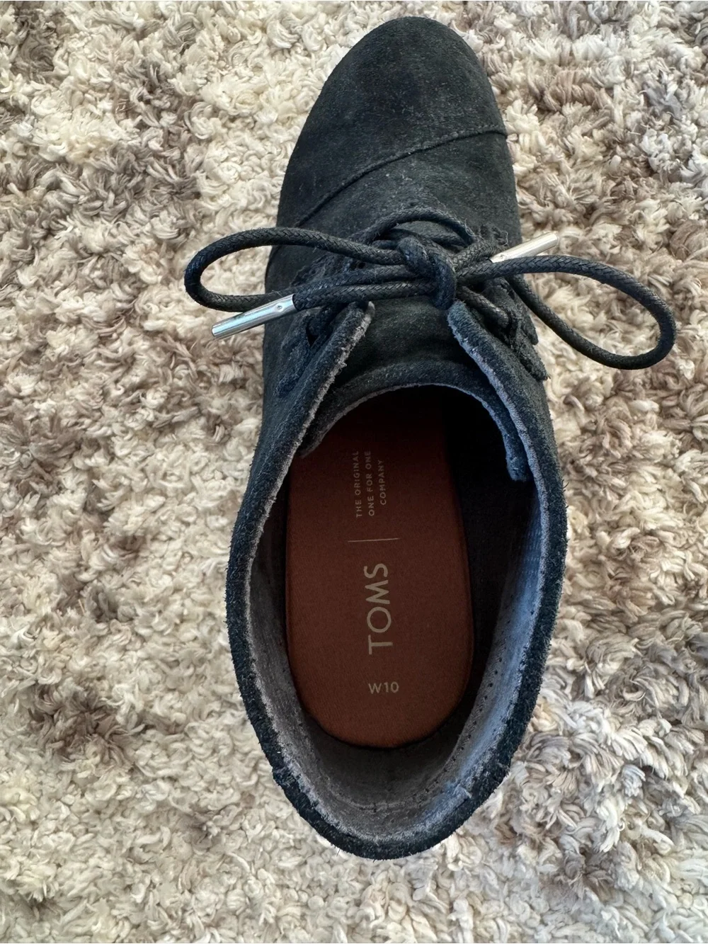 Toms Black Suede Lace-Up Ankle Booties